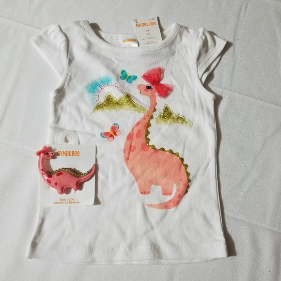 Gymboree Butterfly Catcher Dino Hair Clip Outlet 2T Shirt NWT - Picture 2 of 4